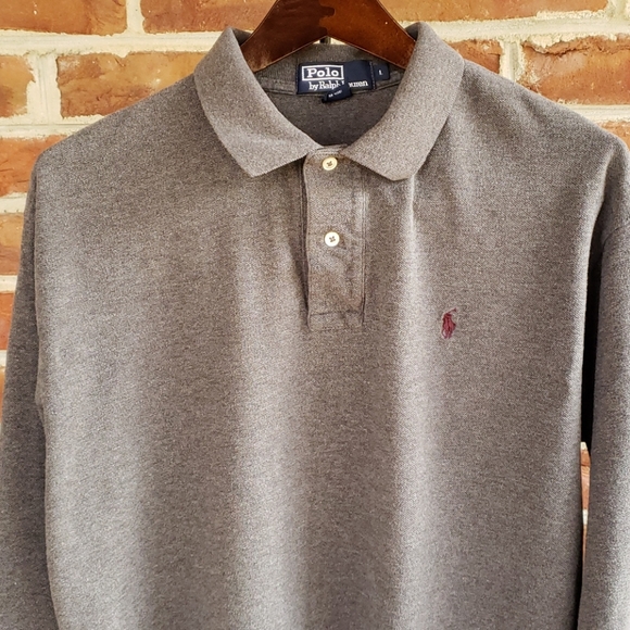 🏡DV Polo by Ralph Lauren Long Sleeve Gray Polo L - Picture 2 of 6